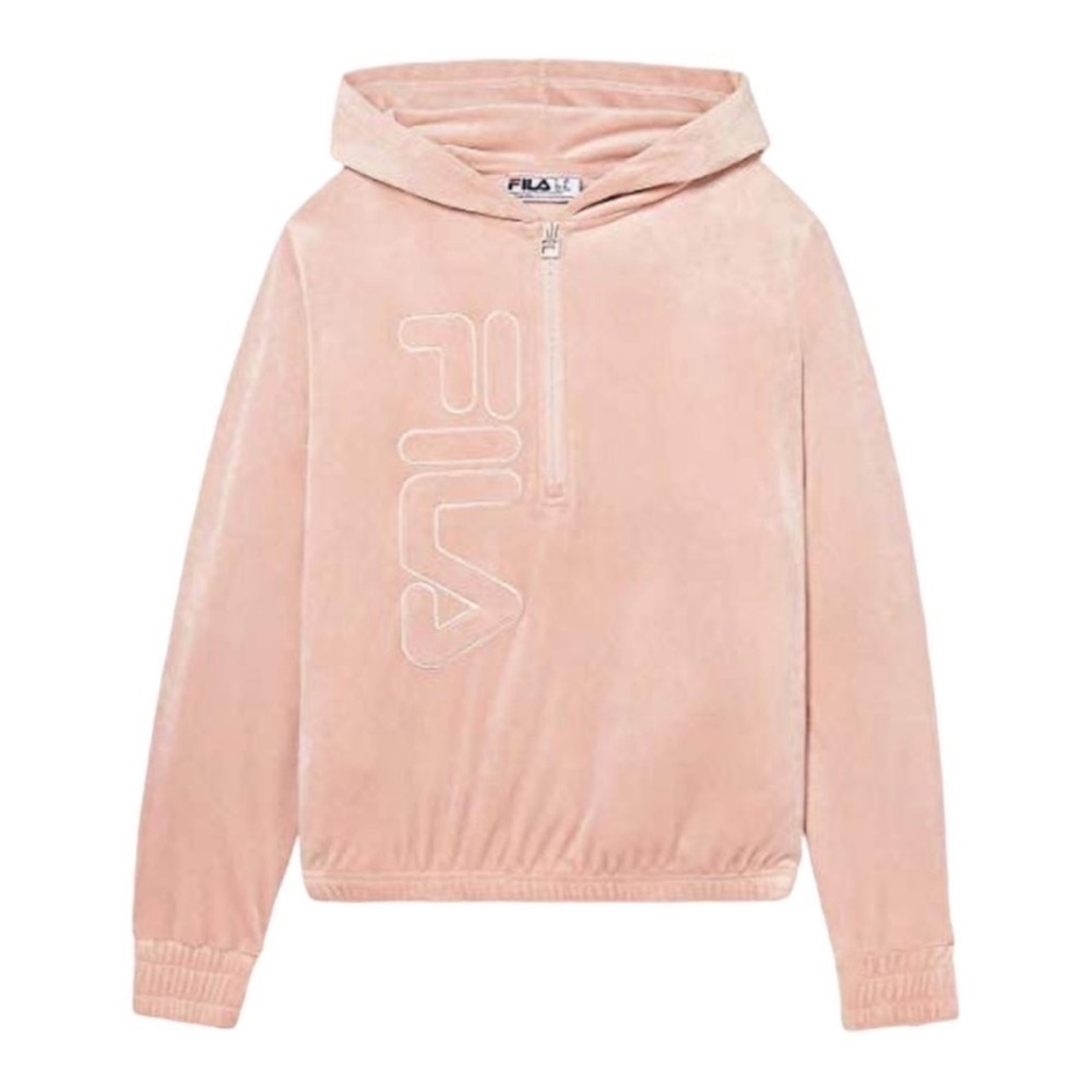 FILA Mauve Peach Pink Half-Zip Hoodie. COMFY